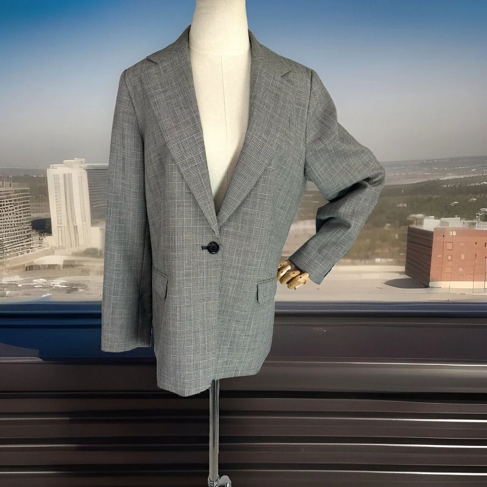 Pendleton Size 16 Glen Plaid Blazer Jacket‎ 100% Virgin Wool Professional